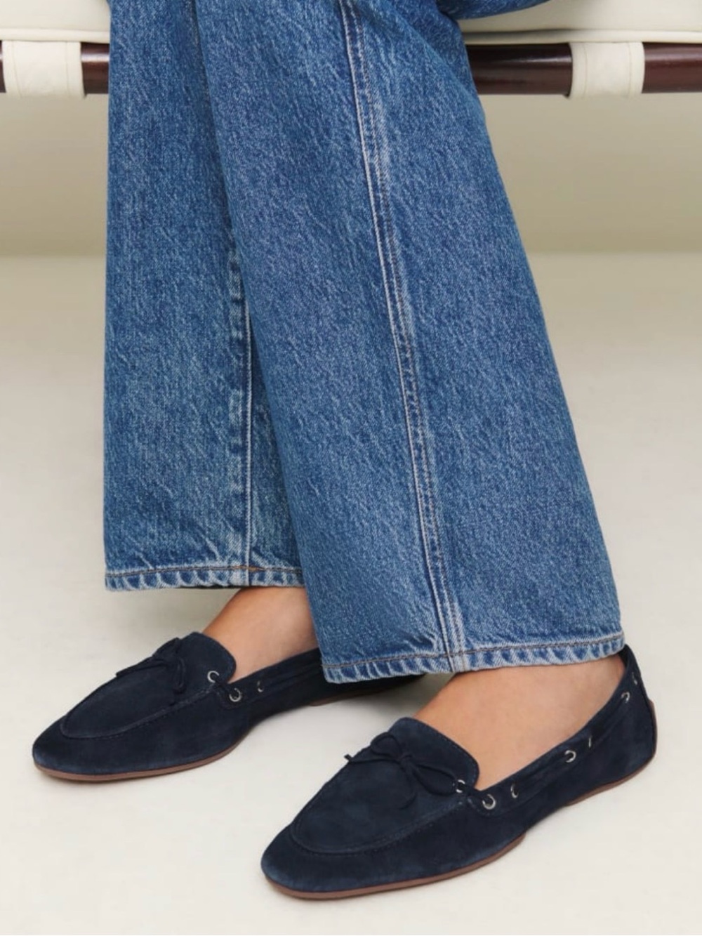REFORMATION Kyla Boat Shoe After Hours Navy Suede Size 8 Women’s